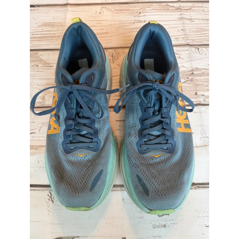 Hoka Bondi 8 Mens Running Shoes Blue Teal Orange Sneakers 0984